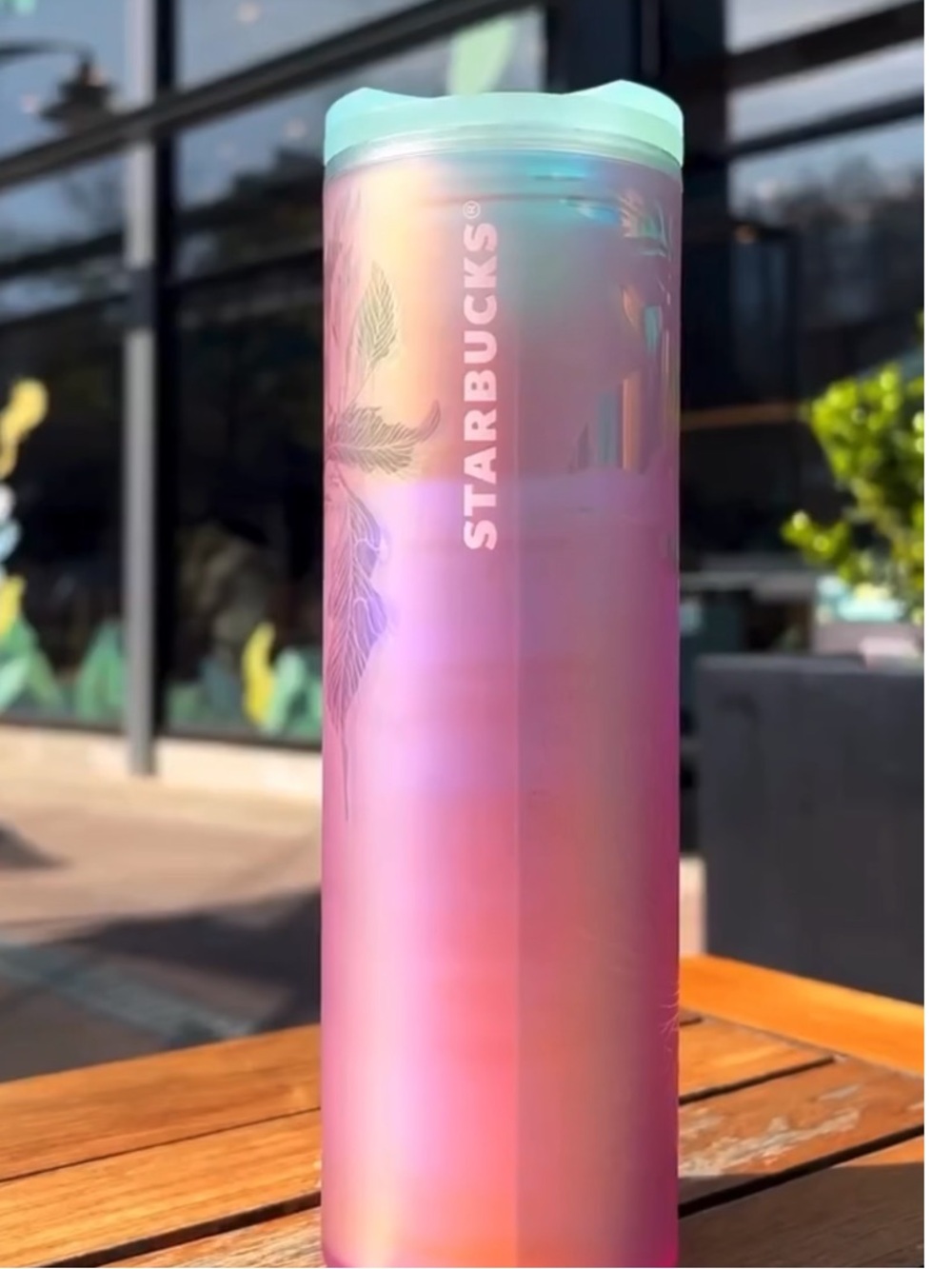 Starbucks Pink to Aqua Iridescent Tumbler